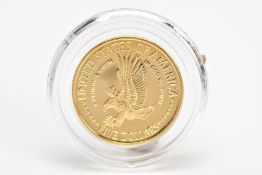 A UNITED STATES OF AMERICA GOLD PROOF STATUE OF LIBERTY CENTENNIAL FIVE DOLLAR COIN 1986W .900, fine
