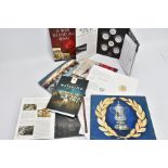 A BOX WITH MAINLY LONDON MINT OFFICE MILITARY STARTER COINS to include Battle of the Atlantic,