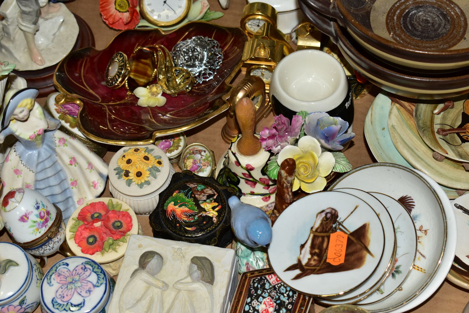 SIX BOXES OF CERAMICS AND GLASSWARE, including modern figural ornaments, a Churchill floral - Image 13 of 13
