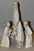 THREE LLADRO FIGURES, comprising Girl with Booklet No 4501 designed by Fulgencio Garcia, height