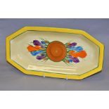 CLARICE CLIFF FOR NEWPORT POTTERY 'Crocus' sandwich tray, shape No 334, Bizarre mark, width 29.