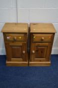A PAIR OF PINE BEDSIDE CABINETS