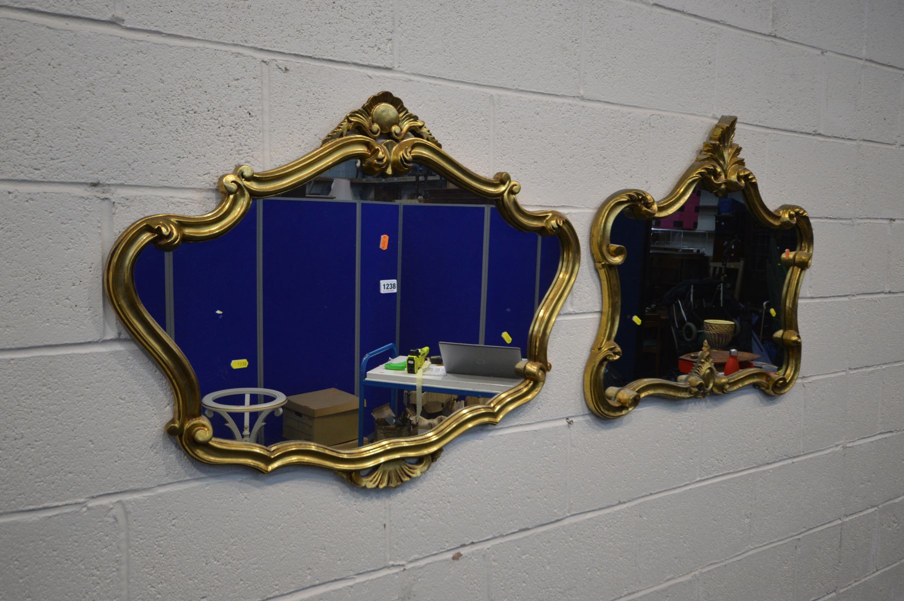 TWO LATE 20TH CENTURY FRENCH STYLE GILT WALL MIRRORS - Image 2 of 2