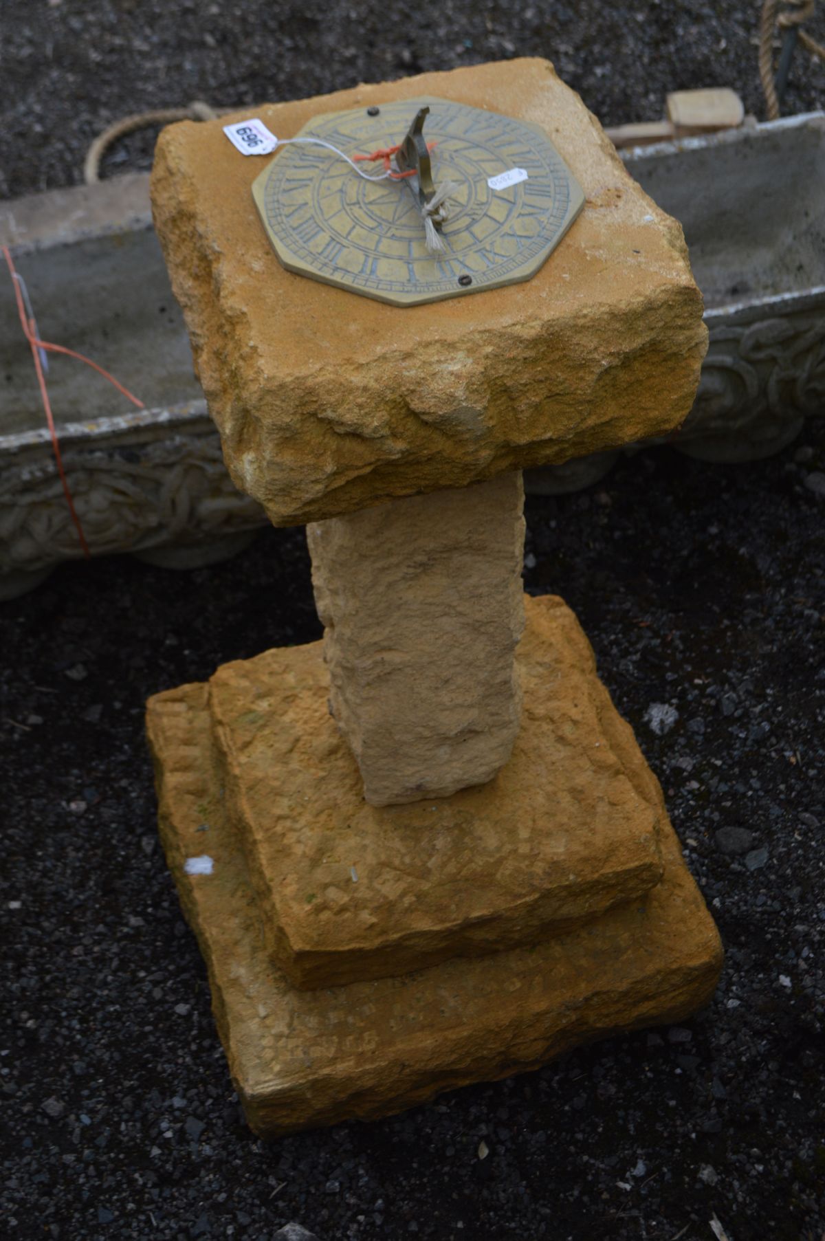 A RED SANDSTONE SUN DIAL, breaks into four sections, height 90cm - Image 3 of 4