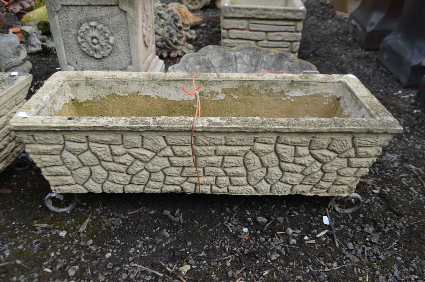 A SET OF THREE COMPOSITE BRICK EFFECT RECTANGULAR PLANTERS, each length 70cm - Image 3 of 3