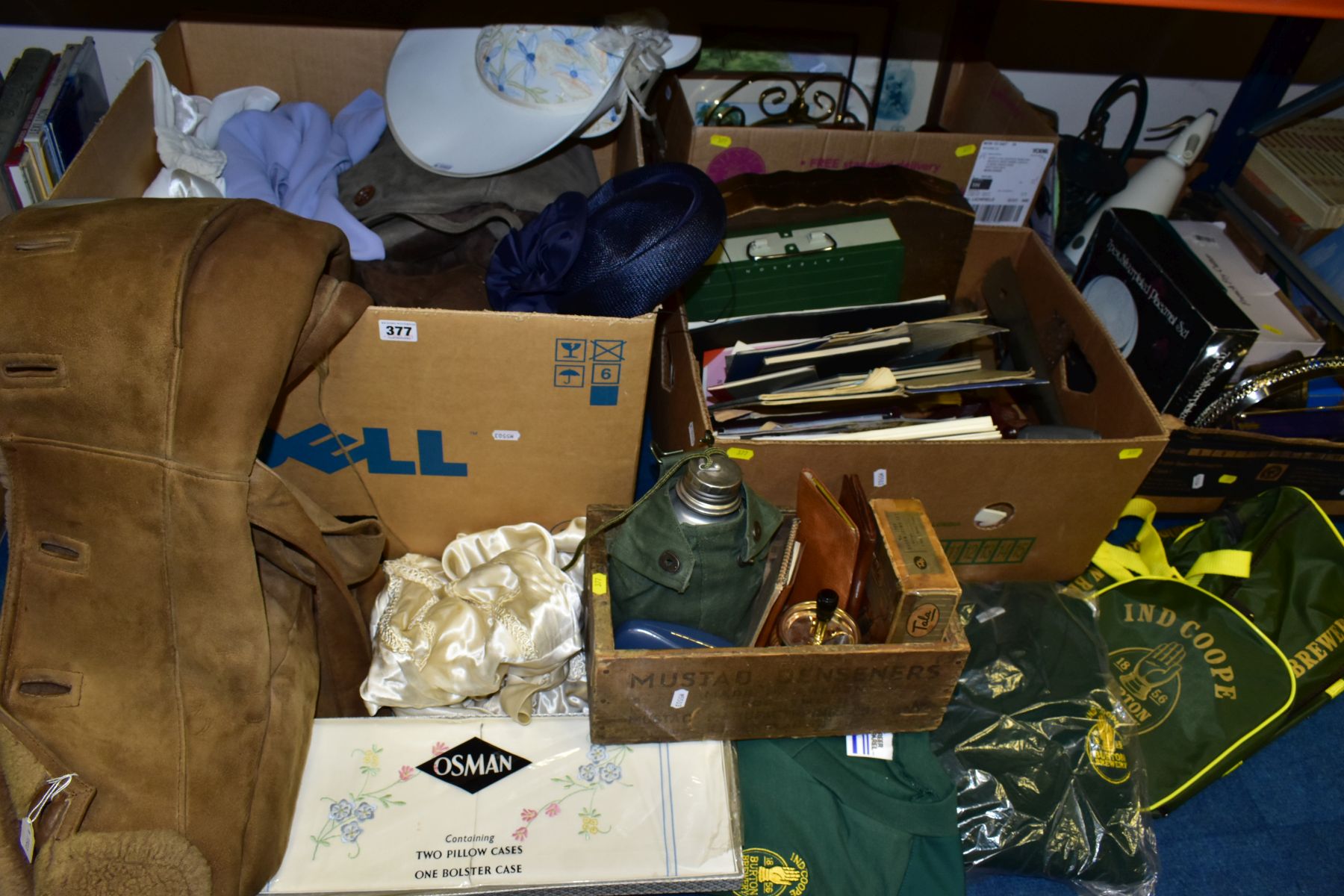 FIVE BOXES OF COLLECTABLES, PICTURES, PRINTED EPHEMERA, COSTUME AND TEXTILES, ETC, including Ind - Image 10 of 12