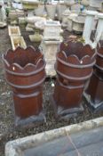 A PAIR OF VICTORIAN GLAZED CHIMNEY POT, dimeter 34cm x height 78cm