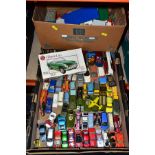 A QUANTITY OF UNBOXED AND ASSORTED PLAYWORN DIECAST VEHICLES, to include Spot-On-Fiat 500 No. 185,