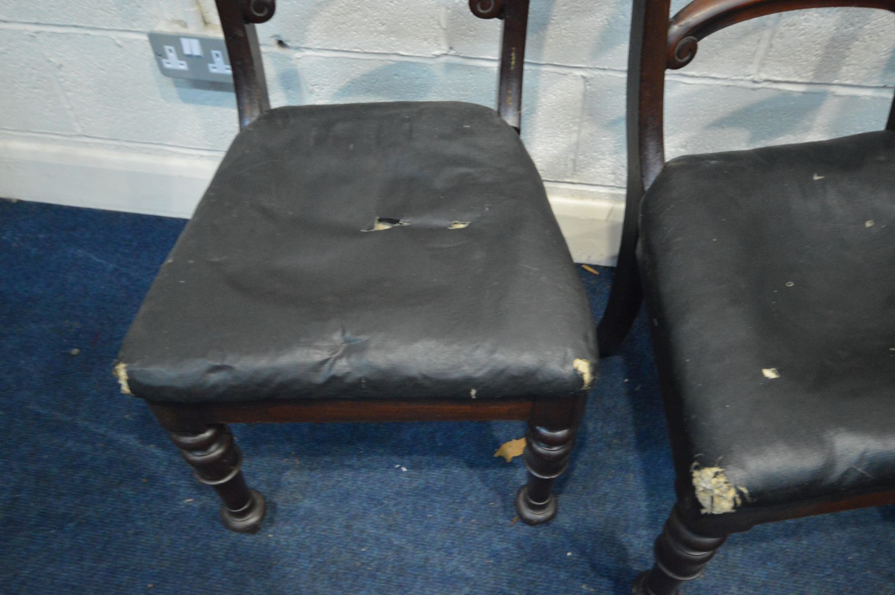 A VICTORIAN MAHOGANY STEP COMMODE, with ceramic bowl together with three Victorian bar back - Image 7 of 8