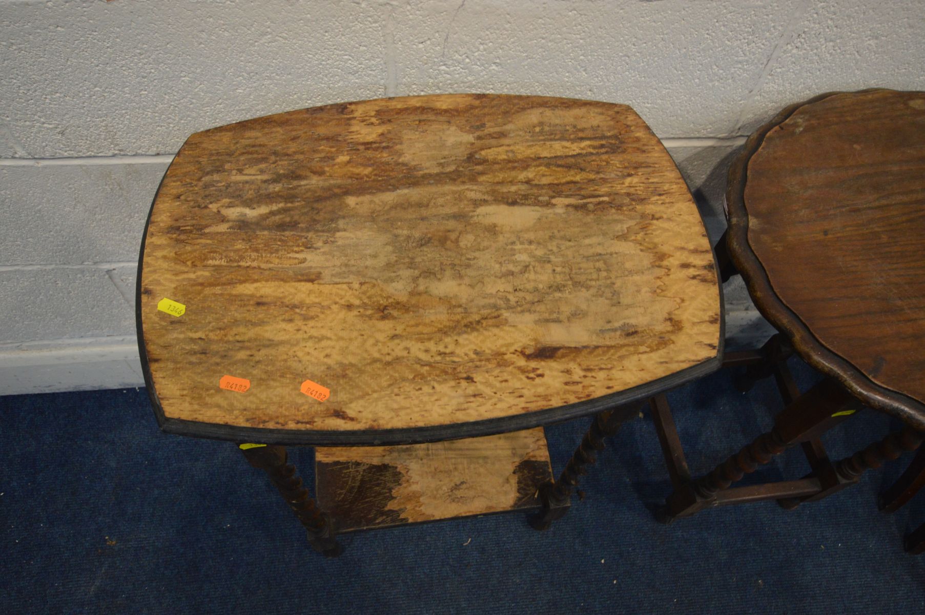 A REPRODUX MAHOGANY NEST OF THREE TABLES, on a cross legged frame, largest table, width 56cm x depth - Image 2 of 3