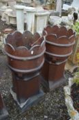 A PAIR OF VICTORIAN GLAZED CHIMNEY POT, diameter 34cm x height 78cm (chip to rim)