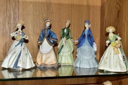 FIVE ROYAL WORCESTER FIGURES, comprising four from four seasons 'Spring Morn', 'Summers Day', '