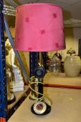 A VINTAGE CANDLESTICK TELEPHONE, converted into a table lamp, height excluding shade 46cm, not