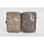 A LATE VICTORIAN, SILVER EMBOSSED CIGARETTE CASE, floral and foliate embossed design, engraved