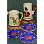 TWO FIELDINGS CROWN DEVON MUSICAL MUGS, 'John Peel', height 15cm and 'Auld lang Syne', height 11.