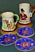 TWO FIELDINGS CROWN DEVON MUSICAL MUGS, 'John Peel', height 15cm and 'Auld lang Syne', height 11.