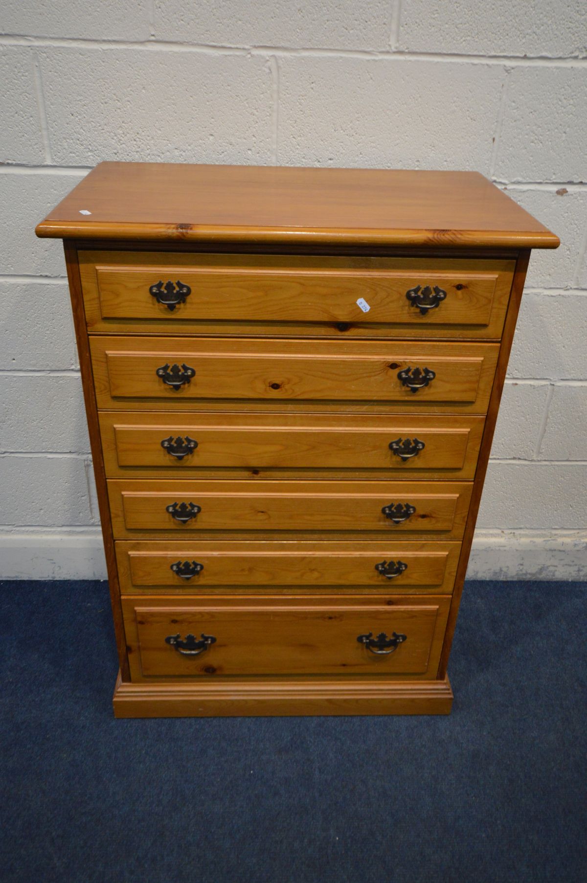 A YOUNGER PITCH PINE CHEST OF SIX GRADUATED DRAWERS, width 78cm x depth 46cm x height 110cm - Image 2 of 2