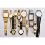 A BAG OF ASSORTED LADIES AND GENT'S WRISTWATCHES, mostly quartz movements, with names such as '