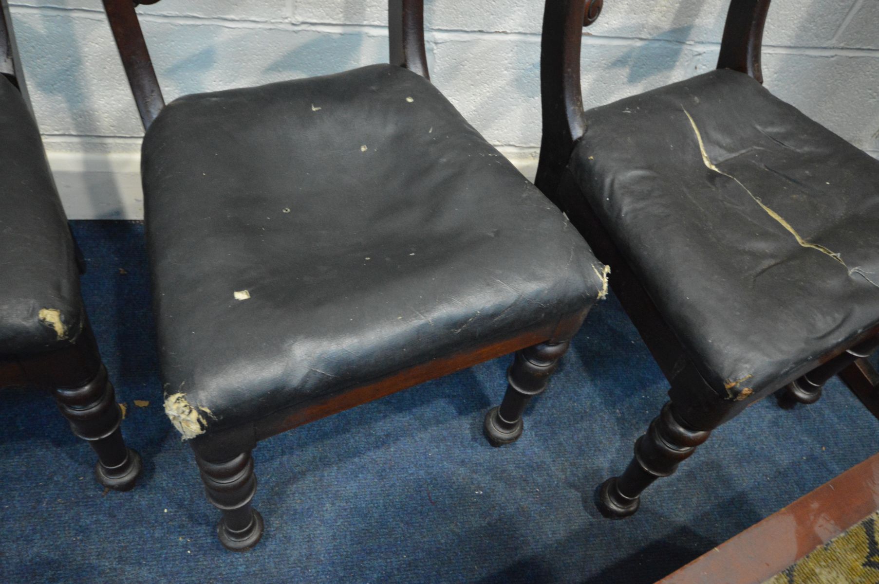 A VICTORIAN MAHOGANY STEP COMMODE, with ceramic bowl together with three Victorian bar back - Image 6 of 8