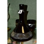 A WATERFORD CRYSTAL JOHN ROCHA BLACK CUT DECANTER, and matching pair of tumblers, backstamp to