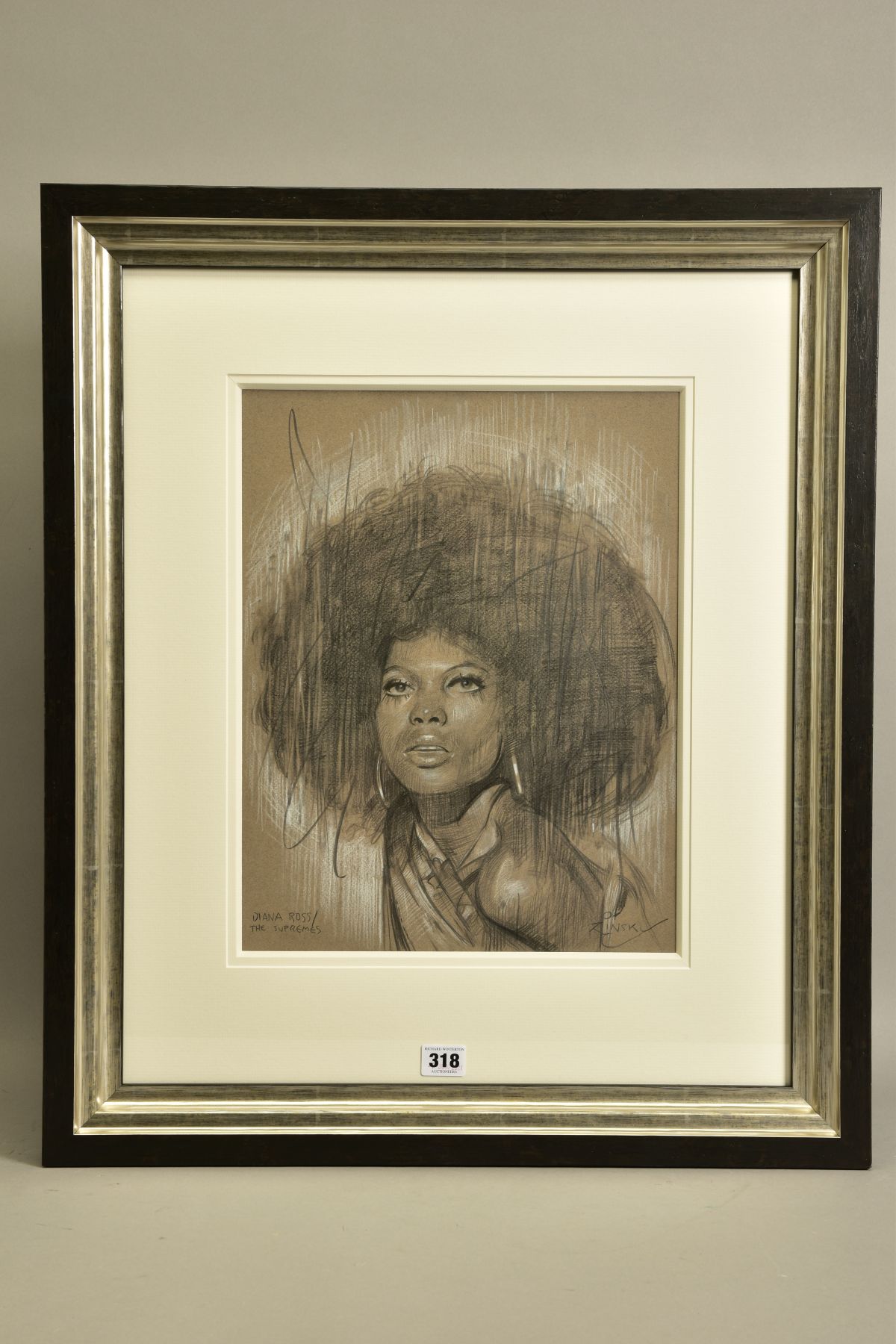 ZINSKY (BRITISH CONTEMPORARY) 'DIANA ROSS/THE SUPREMES', a monochrome portrait of the Motown