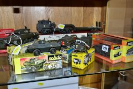 A QUANTITY OF BOXED SOLIDO DIECAST MILITARY VEHICLES, Berliet Tank Transporter, No. T12, Renault 4 x