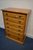 A YOUNGER PITCH PINE CHEST OF SIX GRADUATED DRAWERS, width 78cm x depth 46cm x height 110cm