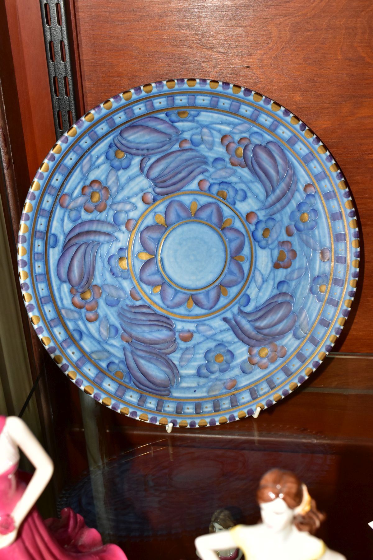 A CHARLOTTE RHEAD FOR CROWN DUCAL CHARGER, Kashmir/Blue Tulips pattern No 4794, Crown Ducal