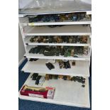 A QUANTITY OF CONSTRUCTED PLASTIC BRITISH MILITARY VEHICLE KITS, assorted R.A.F. And Army models,