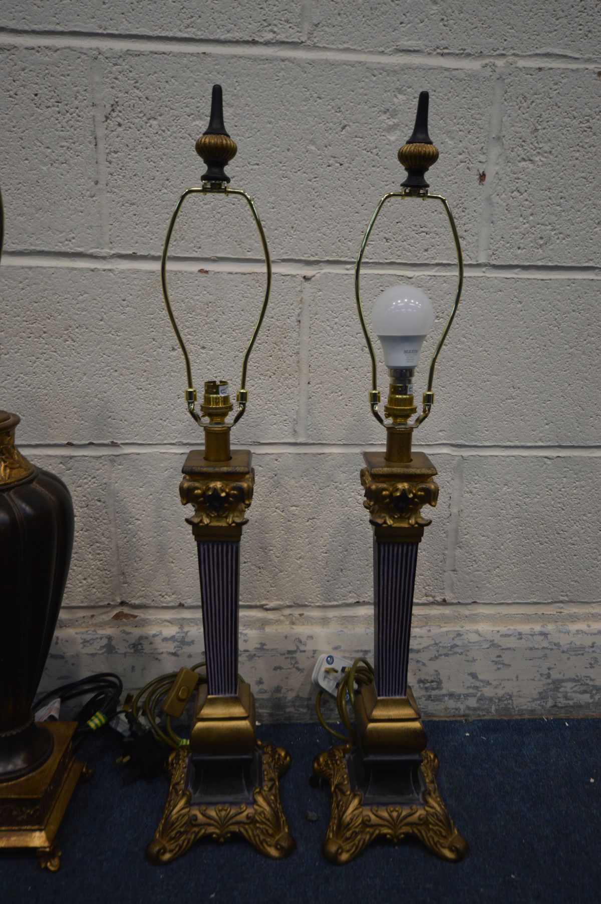 THREE PAIRS OF MODERN TABLE LAMPS, of various styles - Image 2 of 4