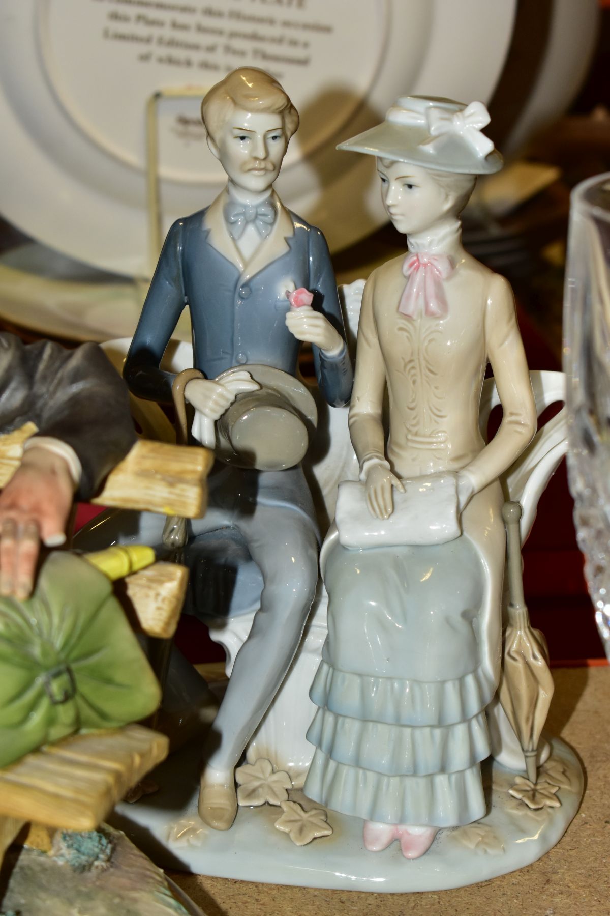 THREE FIGURE GROUPS, comprising a Nao 'My Offering' courting couple, height 27cm, a Capodimonte - Image 4 of 6