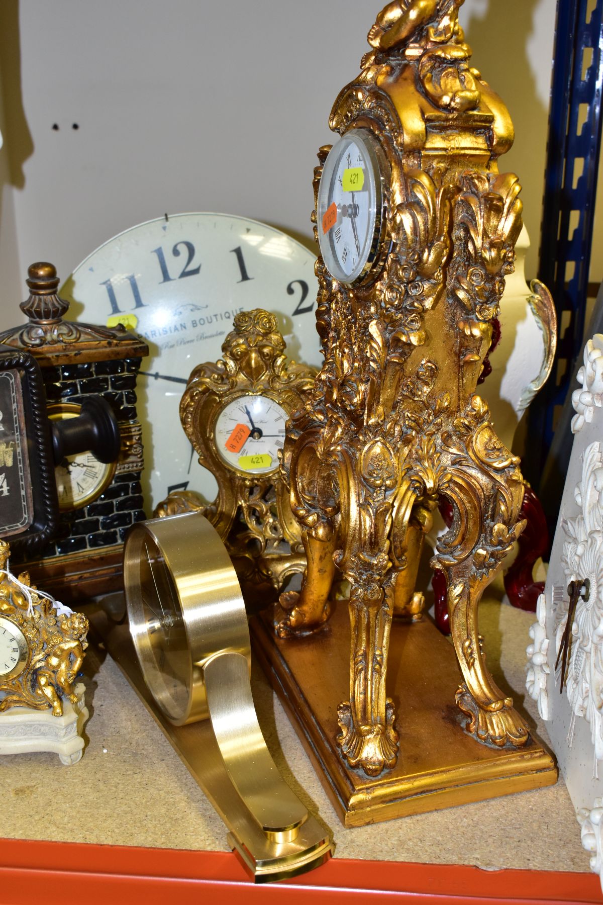 ELEVEN VARIOUS CLOCKS, all with quartz movements, including two wall clocks, a Churchill mantel - Image 11 of 11