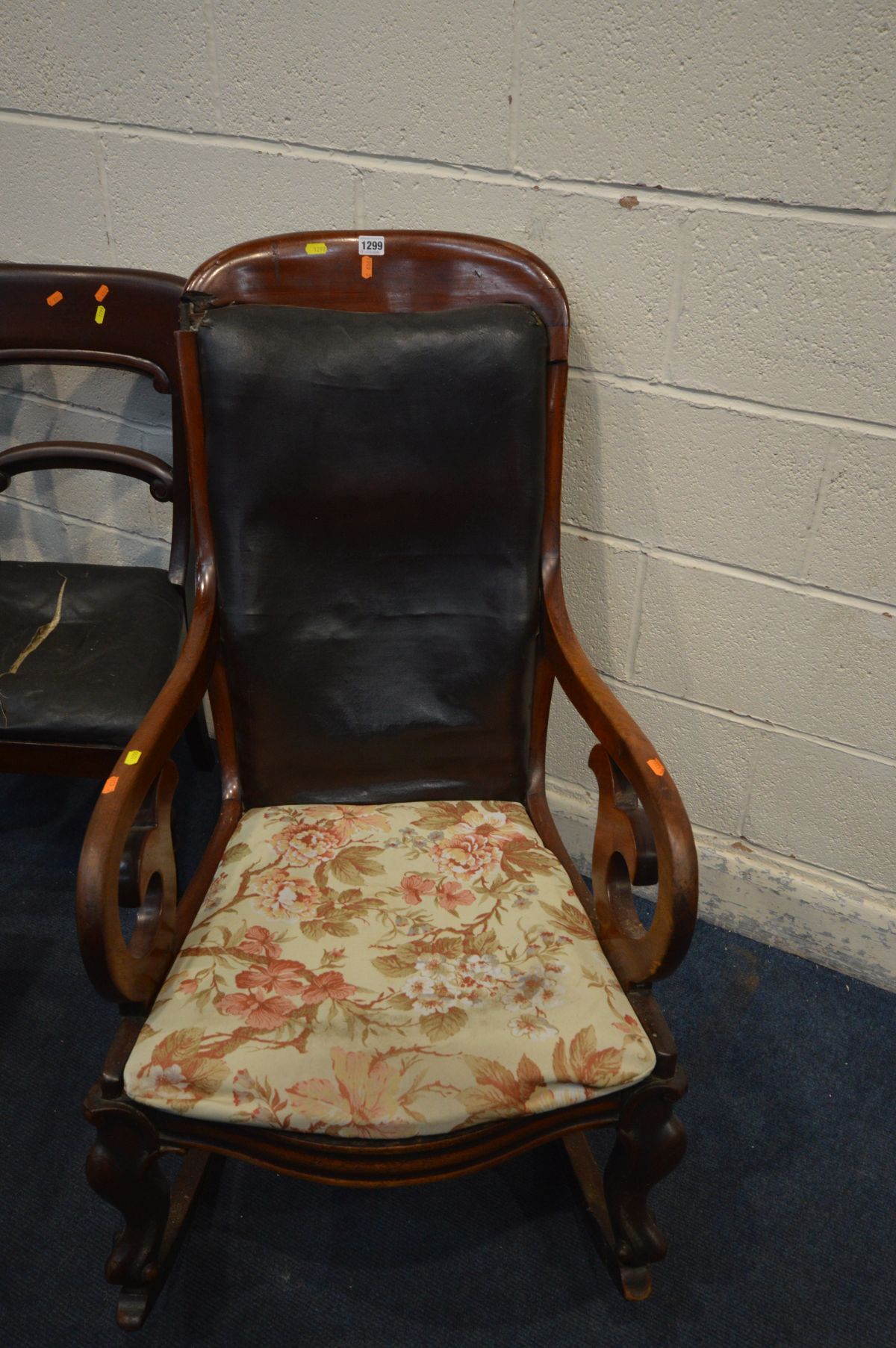 A VICTORIAN MAHOGANY STEP COMMODE, with ceramic bowl together with three Victorian bar back - Image 2 of 8