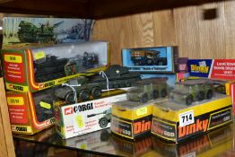 A QUANTITY OF BOXED DIECAST MILITARY VEHICLES, DINKY, CORGI AND MATCHBOX, to include Corgi Toys Tank