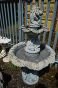 A COMPOSITE TWO TIER WATER FEATURE, signed Henri Studio, 1992, made up of five sections, with