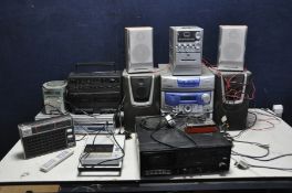 A COLLECTION OF MODERN AND VINTAGE AUDIO VISUAL EQUIPMENT including two Daewoo DVD players, Sneider,