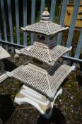 A COMPOSITE GARDEN THREE TIER JAPANESE PAGODA, height 92cm