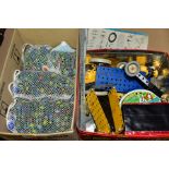 A QUANTITY OF ASSORTED LOOSE MECCANO, mainly yellow and blue era, includes electric motor (not