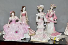 FOUR COALPORT FIGURES, comprising two limited edition 'Lady Caroline in the Summer Garden Party'