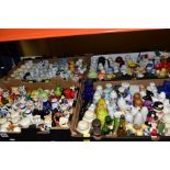 FOUR BOXES OF CONDIMENT POTS, INCLUDING NOVELTY ITEMS, including Mickey & Minnie Mouse, cows,