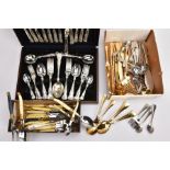 A COLLECTION OF CUTLERY ITEMS, to include a six piece stainless steel Kings design cased set (one