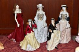 FIVE ROYAL WORCESTER FIGURES, comprising two from High Society 'Equestrian' and 'Knightsbridge', '