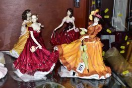 FOUR ROYAL DOULTON PRETTY LADIES FIGURES, comprising 'Forever Autumn' HN5108 with certificate,