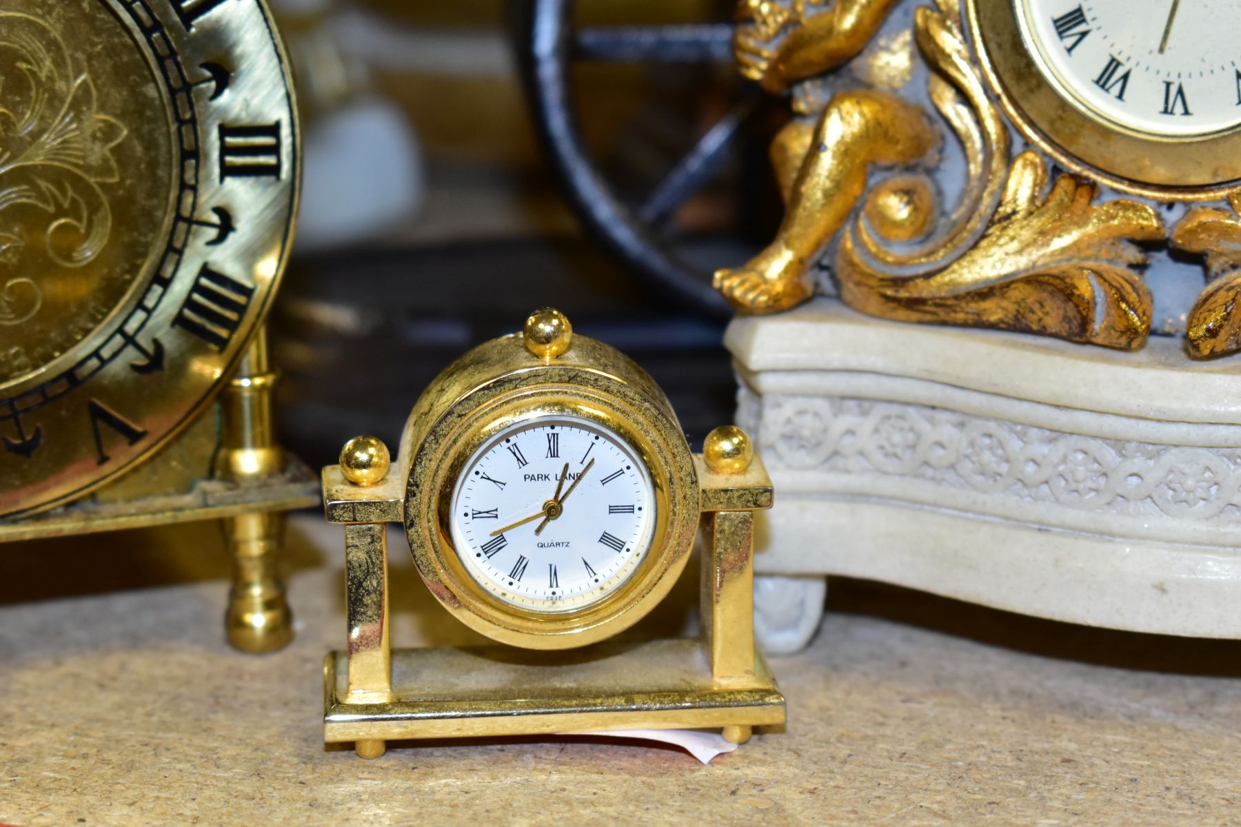 ELEVEN VARIOUS CLOCKS, all with quartz movements, including two wall clocks, a Churchill mantel - Image 8 of 11