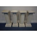 A SET OF FOUR FIBREGLASS GREEK COLUMN TORCHERE STANDS, height 81cm