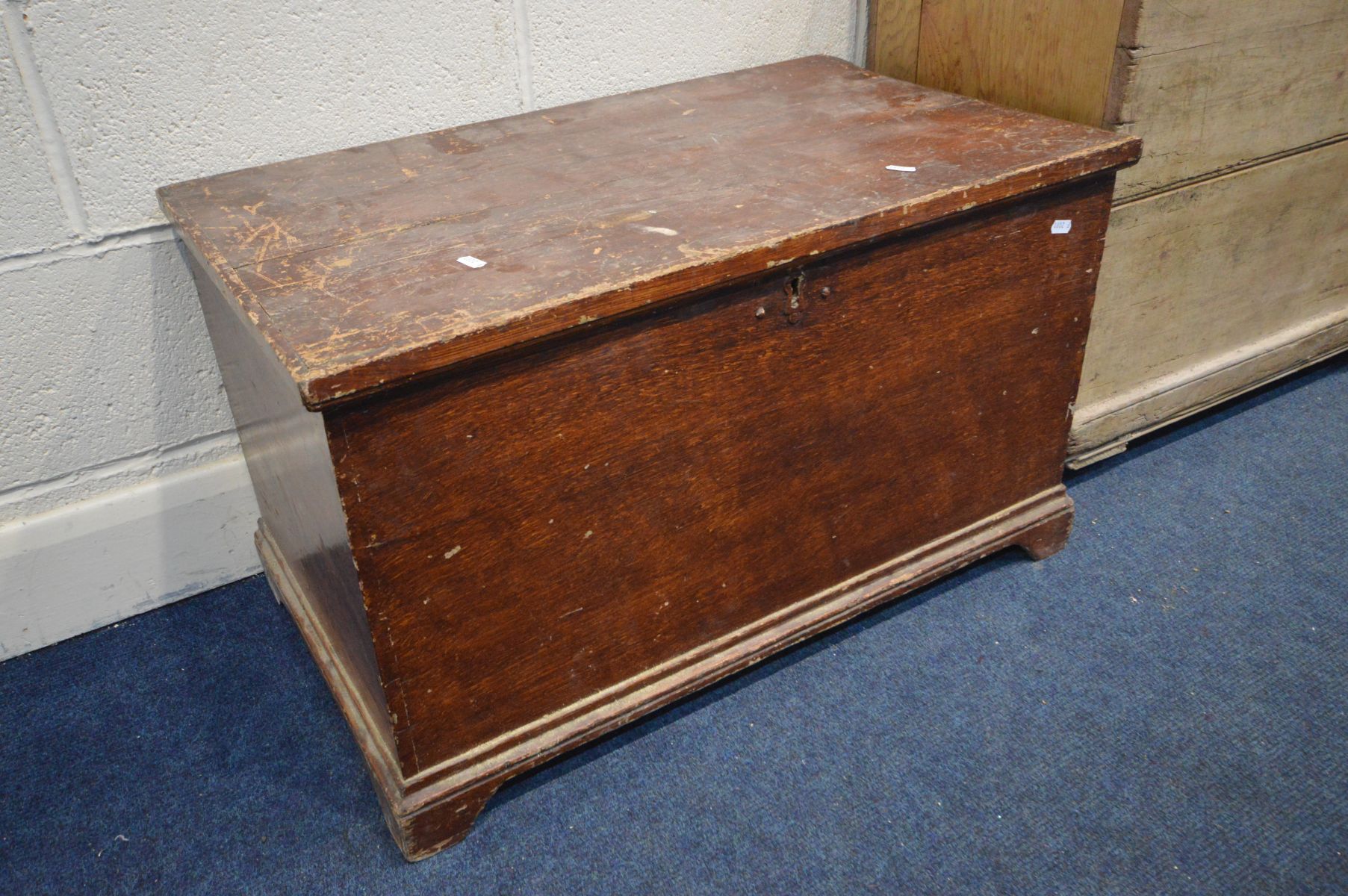 A PINE STORAGE CHEST, incorporating older timbres, length 118cm x depth 40cm x height 65cm - Image 3 of 3