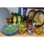 A GROUP OF CERAMICS AND GLASSWARE, including a Royal Doulton conical blue, white and gilt conical