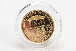 A UNITED STATES GOLD FIVE DOLLAR PROOF COIN BILL OF RIGHTS James Madison 21.6mm, 8.359grams, .900