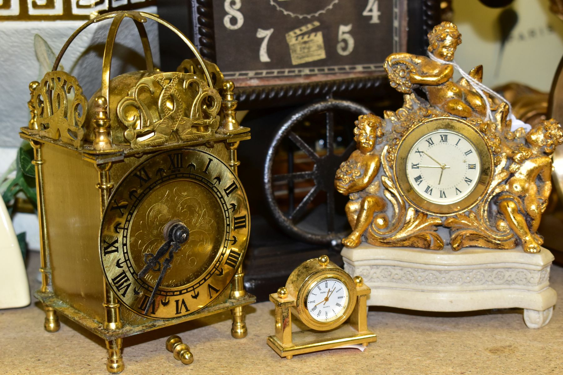 ELEVEN VARIOUS CLOCKS, all with quartz movements, including two wall clocks, a Churchill mantel - Image 2 of 11