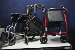 A KARMA MOBILITY FOLDING WHEEL CHAIR, and two disability walkers (3)